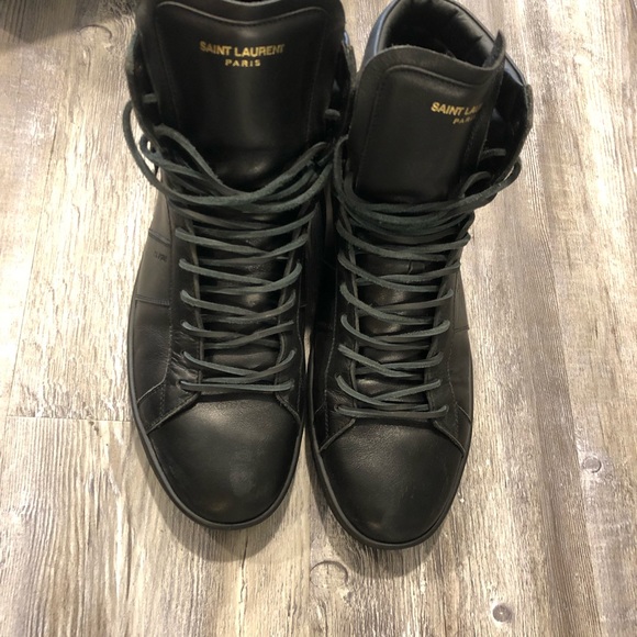 SAINT LAURENT BLACK FRINGE SNEAKER. SIZE 42.5 - Picture 2 of 8
